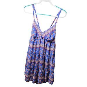 Mossimo Supply Co Floral Print Womens Sleeveless Summer Dress Large Blue/Purple